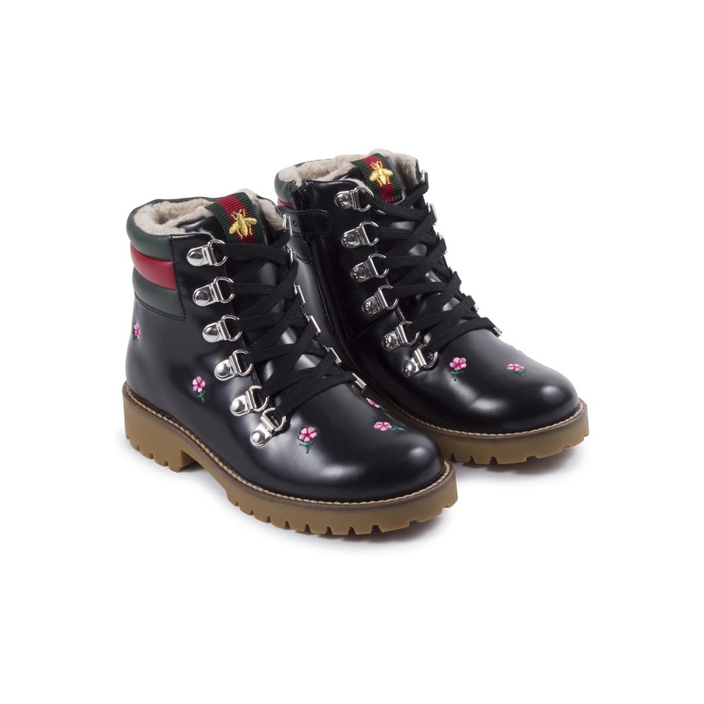 GUCC toddler Girls Outdoor Boots with Floral Embroidery